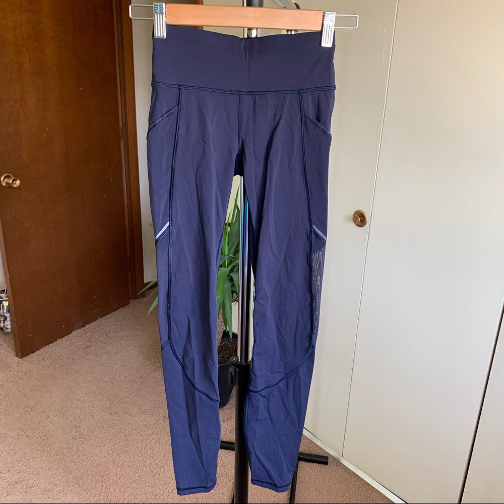 Lululemon Mesh Cutout Leggings 28” Navy 2